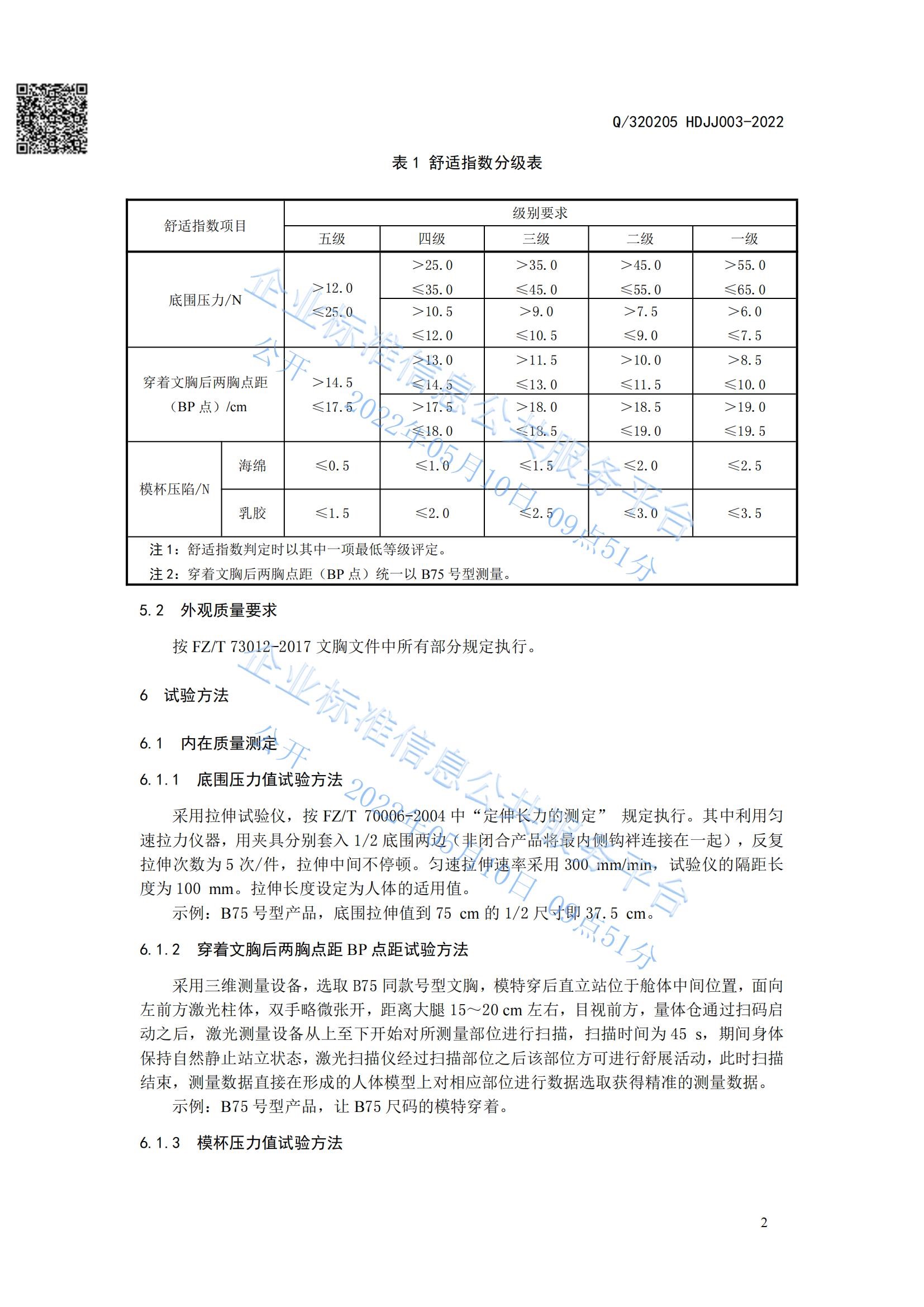 《恬静型文胸》企标